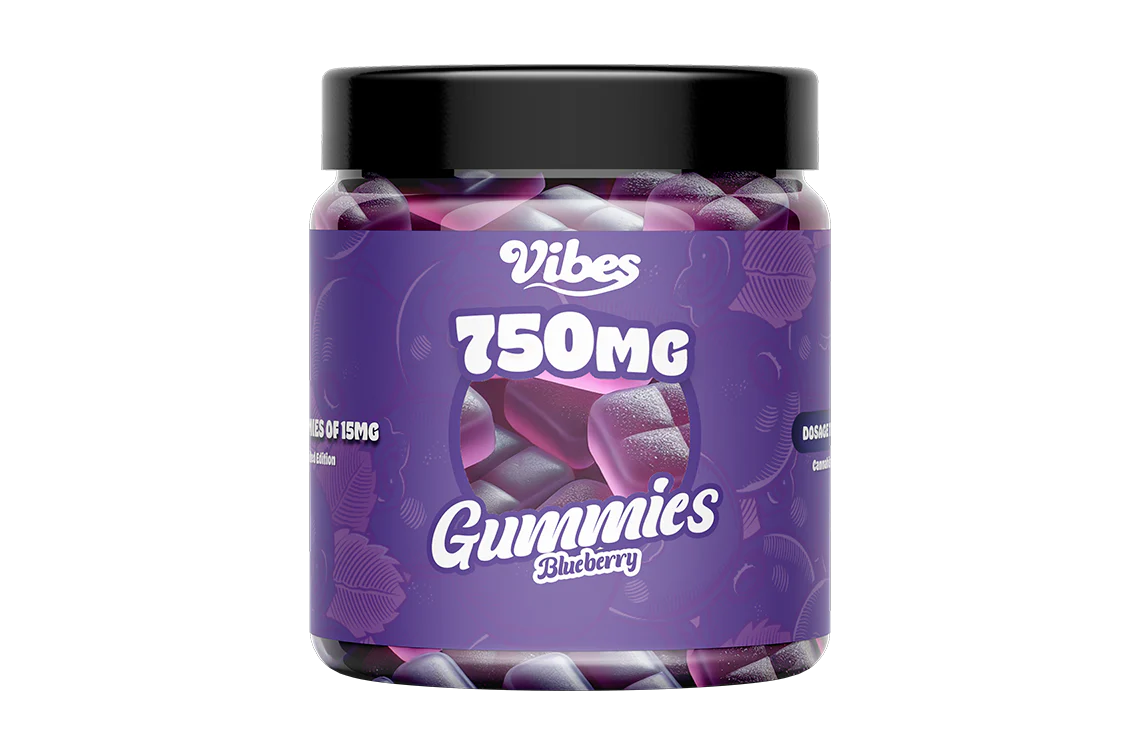 THC Gummies 750MG Myrtille | Vibes